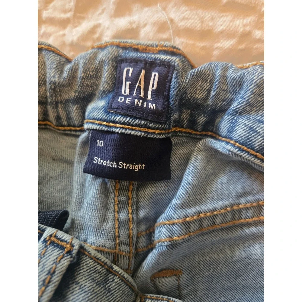Gap Kids Boys Stretch Straight Jeans Medium Wash Blue Denim Size 10 Adjustable